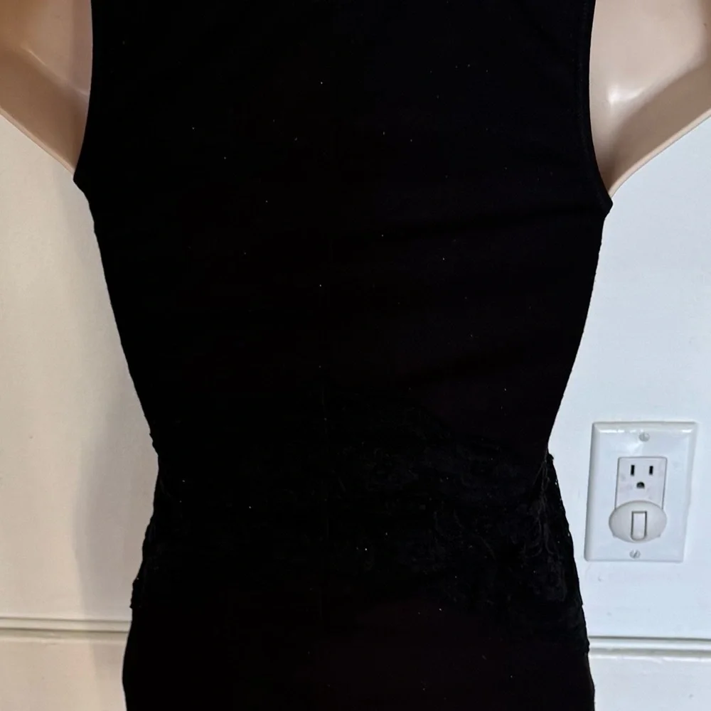 Free People Black lace mixed media hook and eye front Tank Top, size S Petite